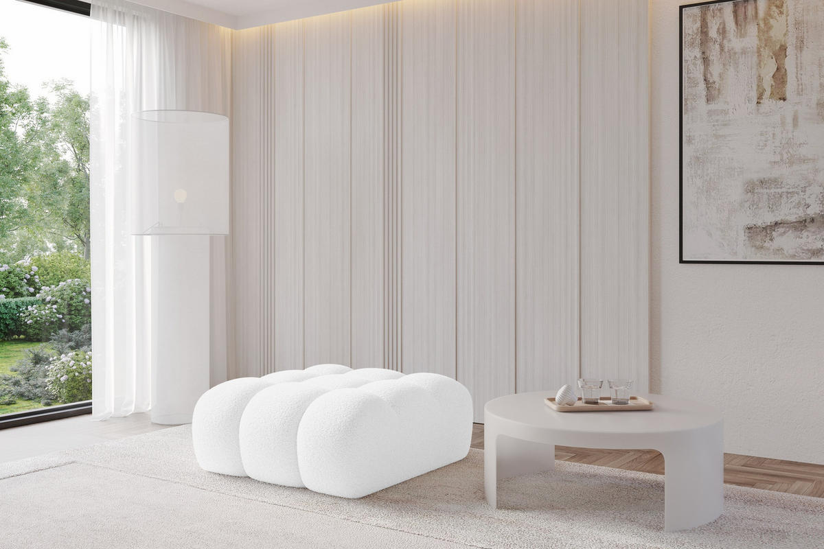 TABURET OLEA-PUF 91x87x44 cm Bílá Buklé - bílá/černá, kompozitní dřevo/textil (91/44/87cm) - ALTDECOR