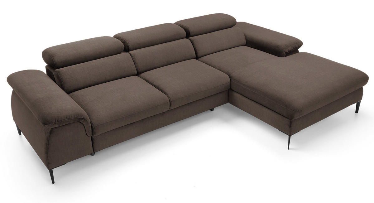 ECKSOFA L-Form 290 cm Amaro M mit Schlaffunktion, Rechts, Braun - Braun, Holz (182/288cm) - Emporius