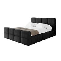 POLSTERBETT mit Bettkasten und Lattenrost, Bett mit Kopfteil, Boxbett ohne Matratze, Doppelbett mit Stauraum - NATA-Z 120x200 Schwarz - Schwarz Hochglanz, Holzwerkstoff/Textil (120/200cm) - ALTDECOR