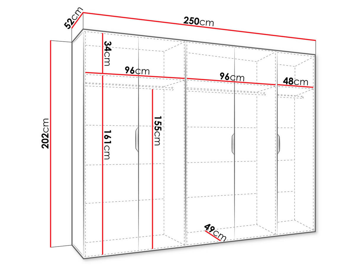 DREHTÜRENSCHRANK Malaga 250 - Weiß, Holzwerkstoff (250/202/52cm) - MIRJAN24