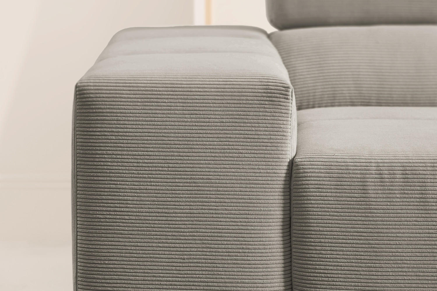 ECKSOFA MIT MOTORISCHEM SITZVORZUG NEVADA Grau Cord - Schwarz/Grau, Kunststoff/Textil (319/215cm) - KAWOLA