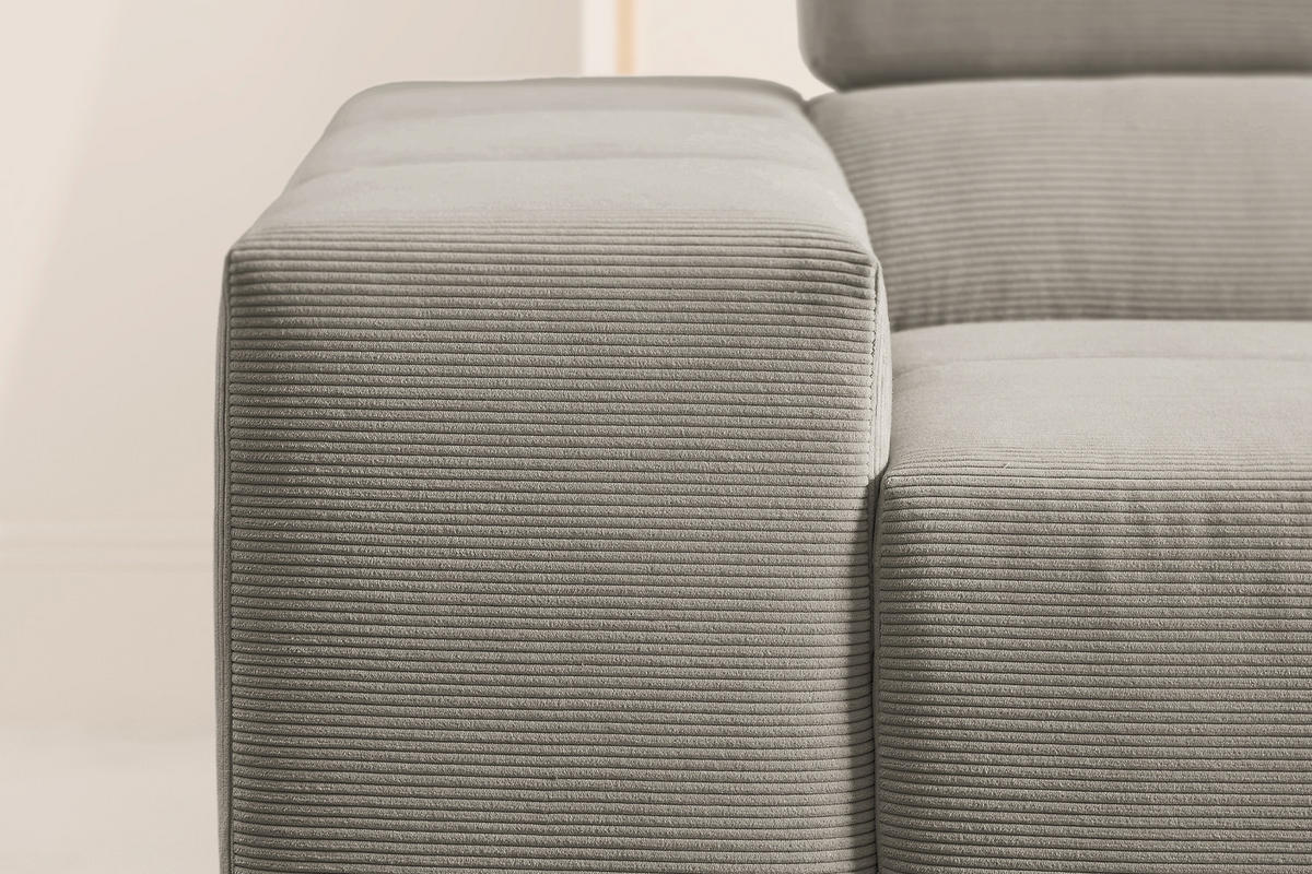 ECKSOFA MIT MOTORISCHEM SITZVORZUG NEVADA Grau Cord - Schwarz/Grau, Kunststoff/Textil (319/215cm) - KAWOLA