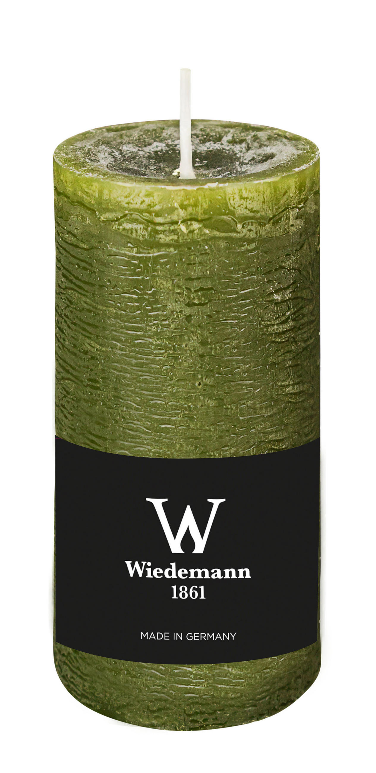 STUMPENKERZE Rustik Marble Style Olive 120 x Ø 58 mm, 1 Stück - Olivgrün, Paraffin (12cm) - Wiedemann Kerzen