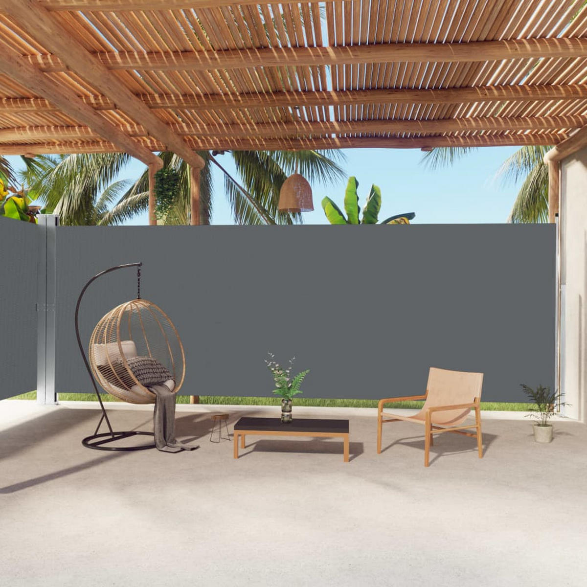 SEITENMARKISE Ausziehbar Anthrazit 220x1000 cm - Anthrazit, Textil (1000/220/1000cm) - furnicato