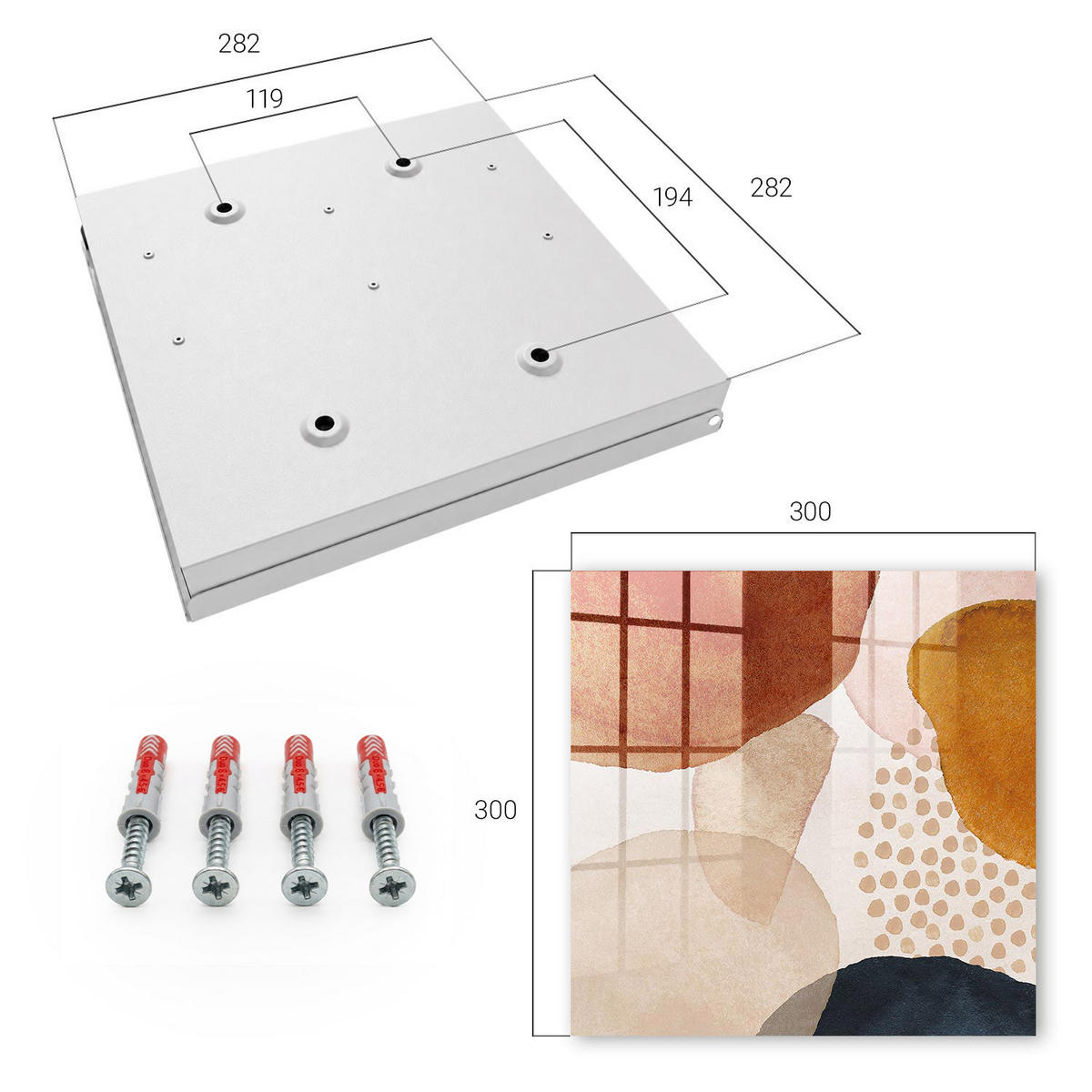SCHLÜSSELBOX Weiß 30x30 cm – Türöffnung nach rechts - Abstrakte Flecken - Beige, Metall (30/30/5cm) - TULUP