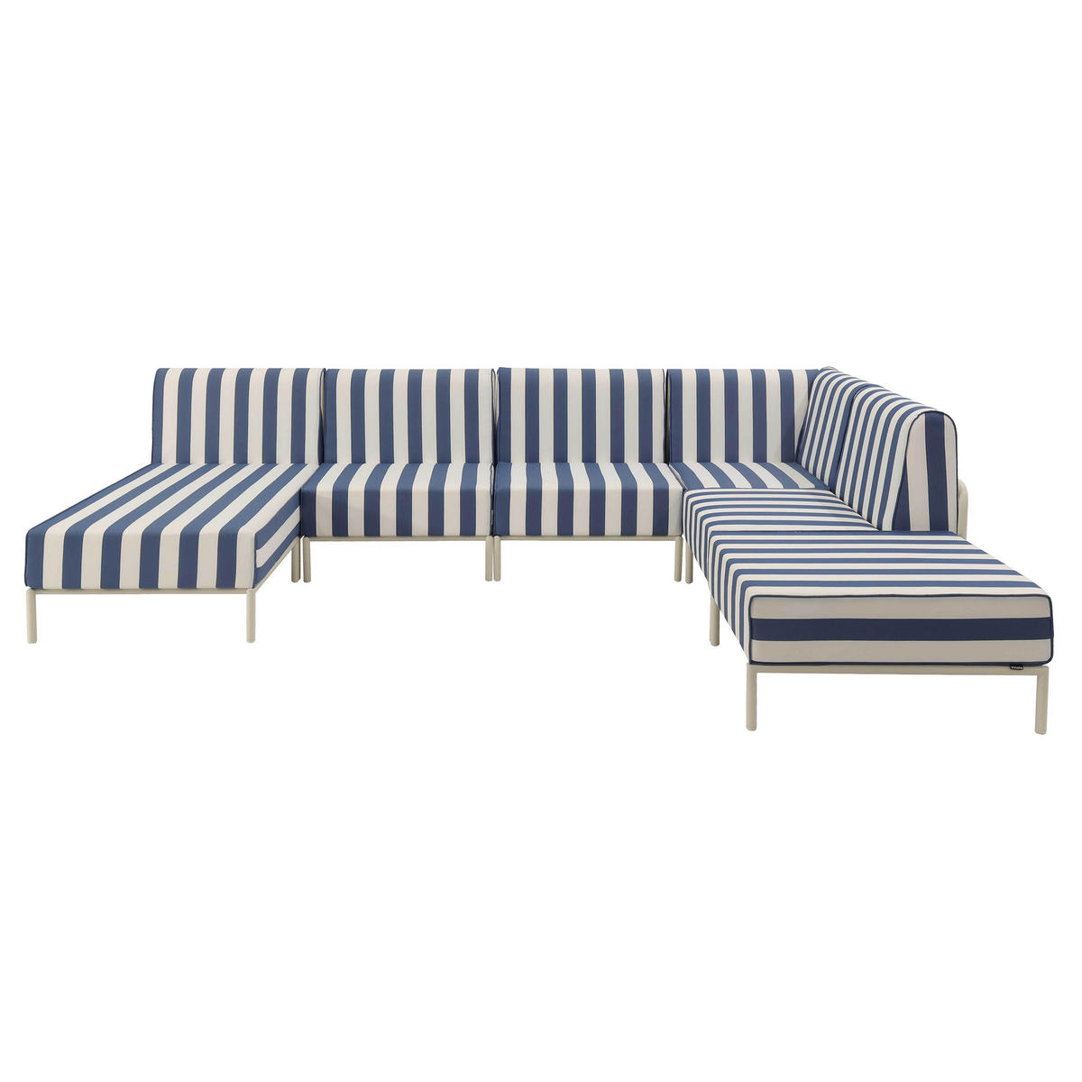 GARTENSOFA mit 6 Sitzplätzen, Blau - Blau, Textil - Oviala