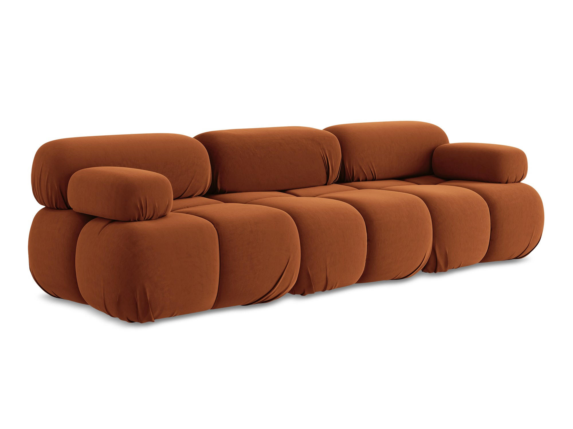 3-SITZER SOFA Samt Stoff Orange - Beige/Terra cotta, Kunststoff/Textil (285/70/96cm) - Makamii