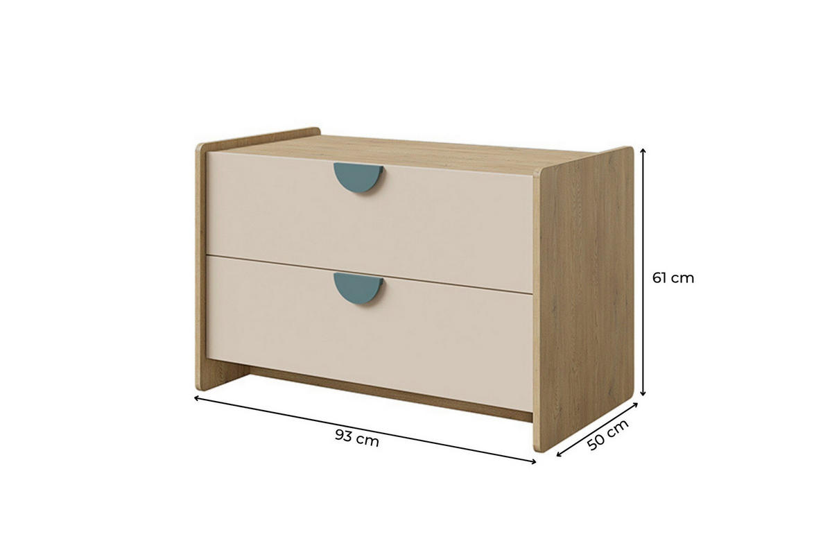 TV-LOWBOARD LEXO 11 93/61/50 cm in Eiche Cremona/Macadamia/Meeresblau - Blau/Eichefarben, Holzwerkstoff (93/61/50cm) - Deine Möbel 24