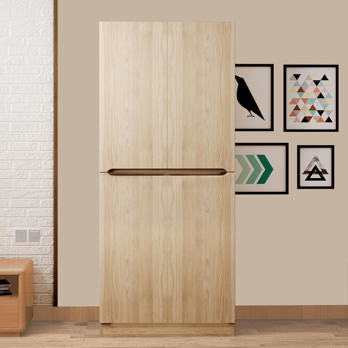 KLEIDERSCHRANK 70/40/170 cm mit 2 Drehtüren in Holzoptik - Naturfarben, Holz (70/170/40cm) - BEAOK