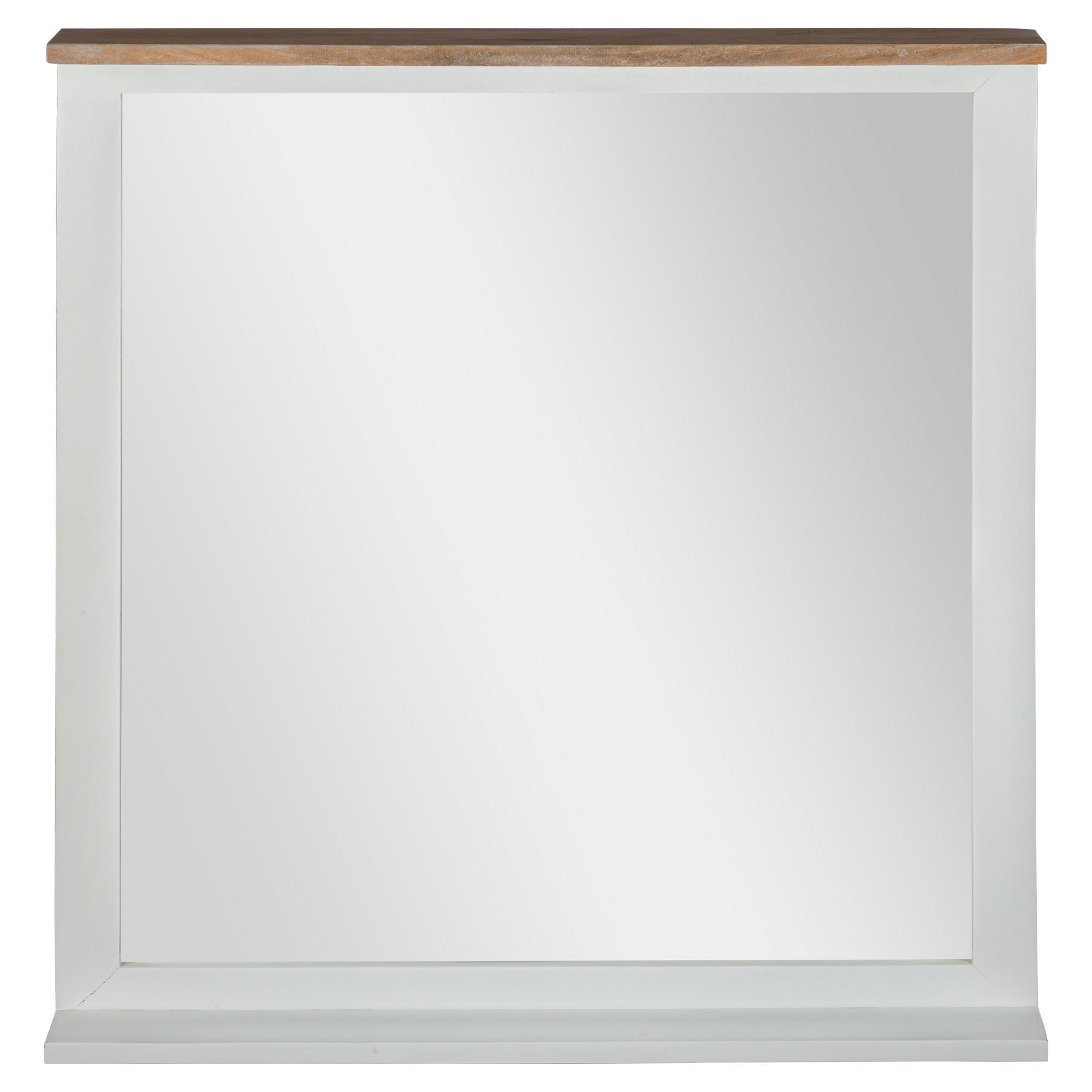 WOMO-DESIGN NÁSTĚNNÉ ZRCADLO 80x76 cm obdélníkové přírodní/bílé s dřevěným rámem ve venkovském stylu