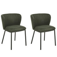 ÉTKEZŐSZÉK 2 darabos Szett Kárpit Zöld Mina - zöld, textil/fém (48/75/52cm) - Beliani