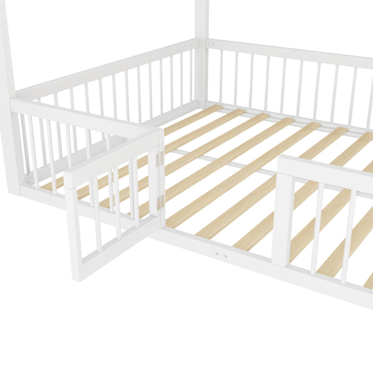 FLACHBETT 140x200cm Weiß Metall Kinderbett Hausleiste - Weiß, Metall (140/200cm) - FLIEKS