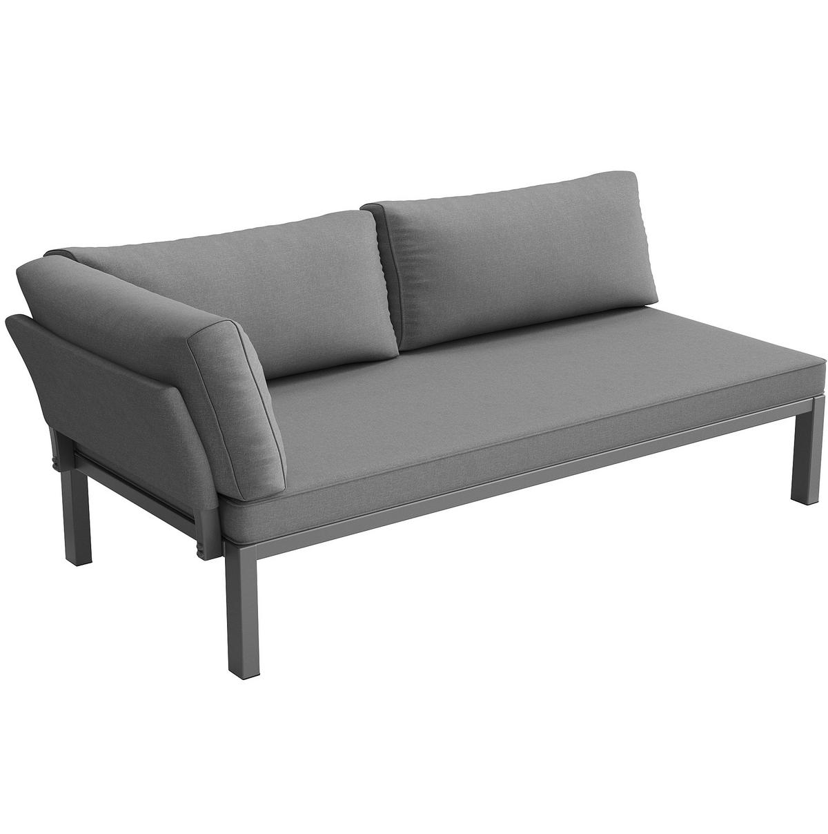 LOUNGEGARNITUR aus Akazienholz & Eisen Grau mit modularer Kombination - Grau, Metall - Modfu