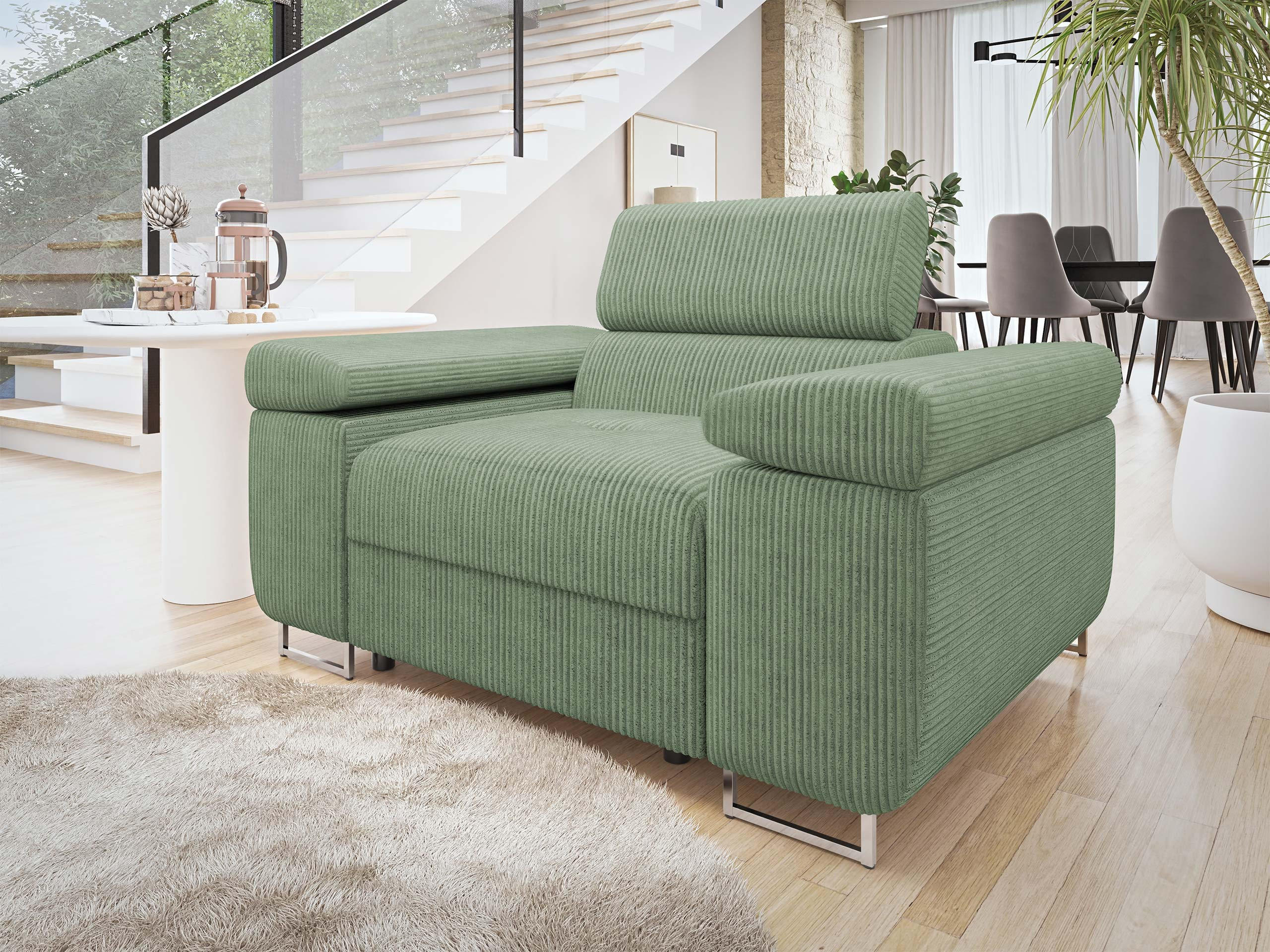 SESSEL Torezio Cord - Hellgrün, Holz/Textil (134/90/102cm) - MIRJAN24