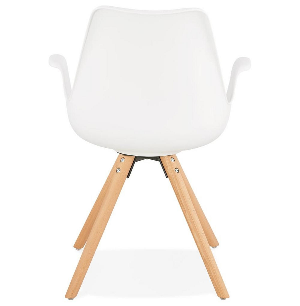 ESSZIMMERSTUHL Kunststoff und Holz im Skandinavischen Stil, Weiß-Beige 58,5x50x82 cm - Beige/Weiß, Kunststoff/Buchenholz (50/82/59cm) - KADIMA DESIGN