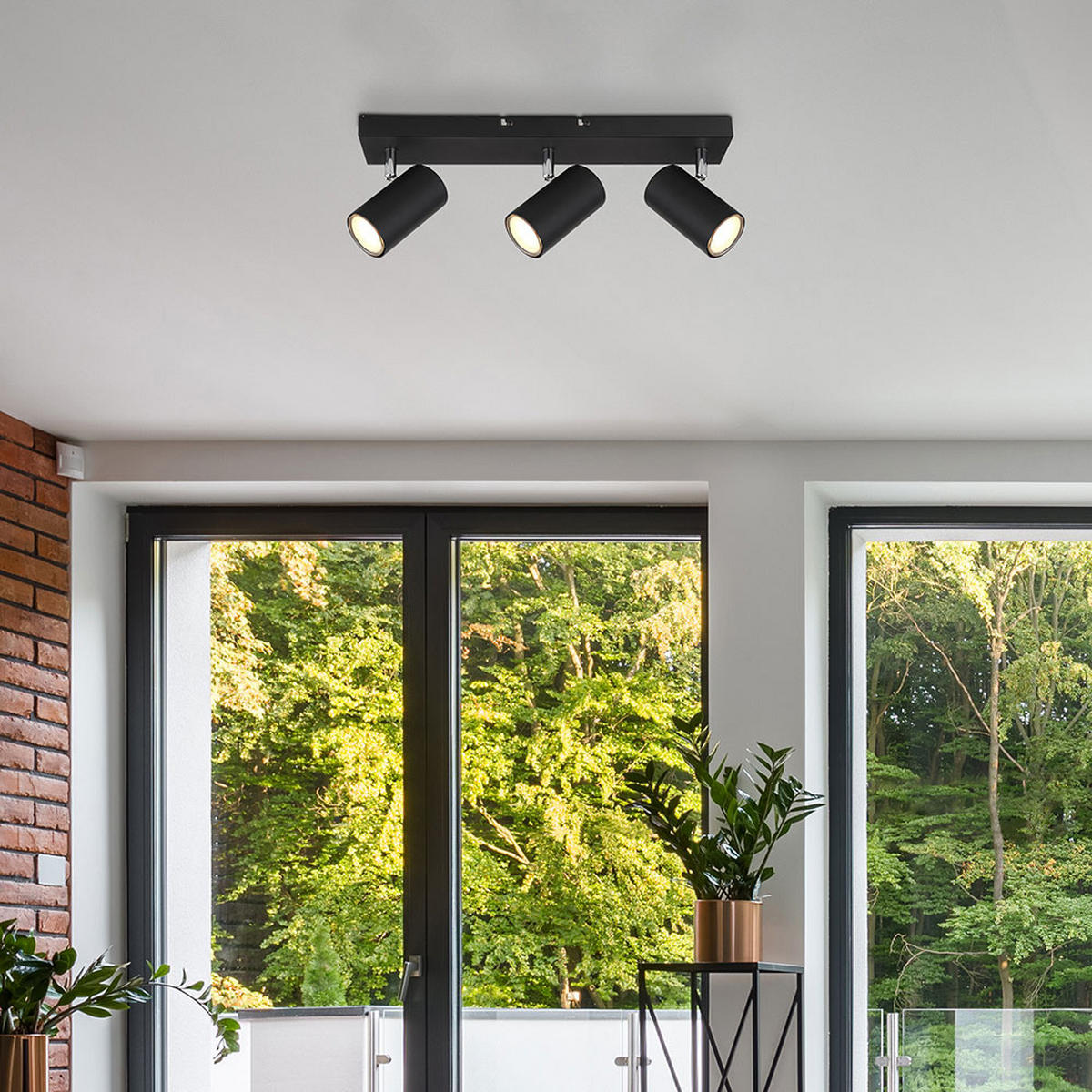 DECKENLEUCHTE Schwarz schwenkbare Strahler - Schwarz, Metall (41/6/12cm) - Globo Lighting