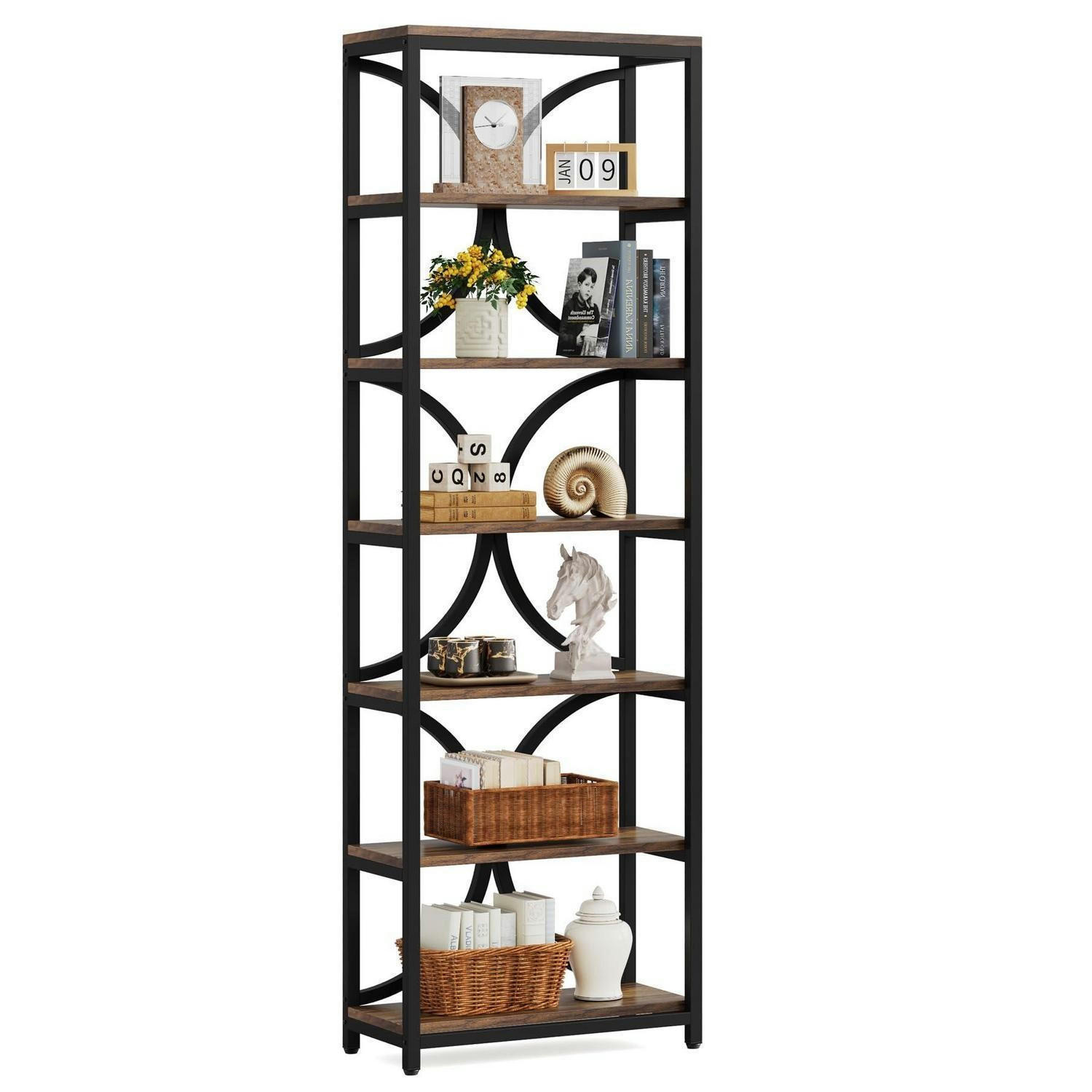 BÜCHERREGAL 6 Ebenen 200 cm Braun - Braun, Metall (60/200/30cm)
