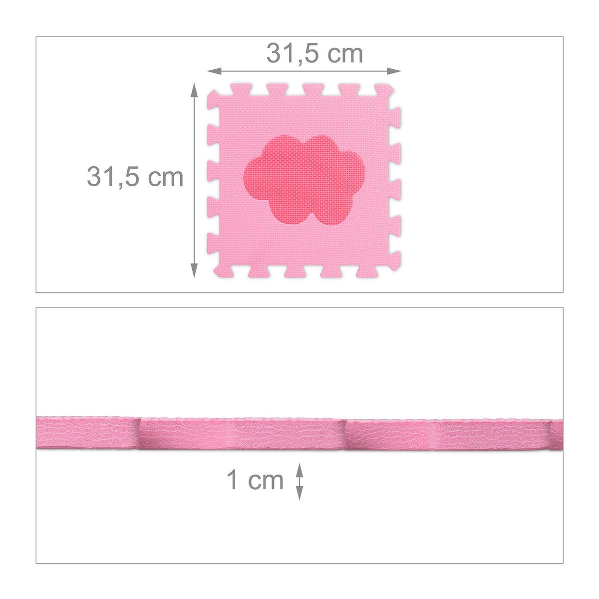 34-TLG.PUZZLEMATTE - Rosa/Weiß, Kunststoff (31.5/31.5cm) - Relaxdays