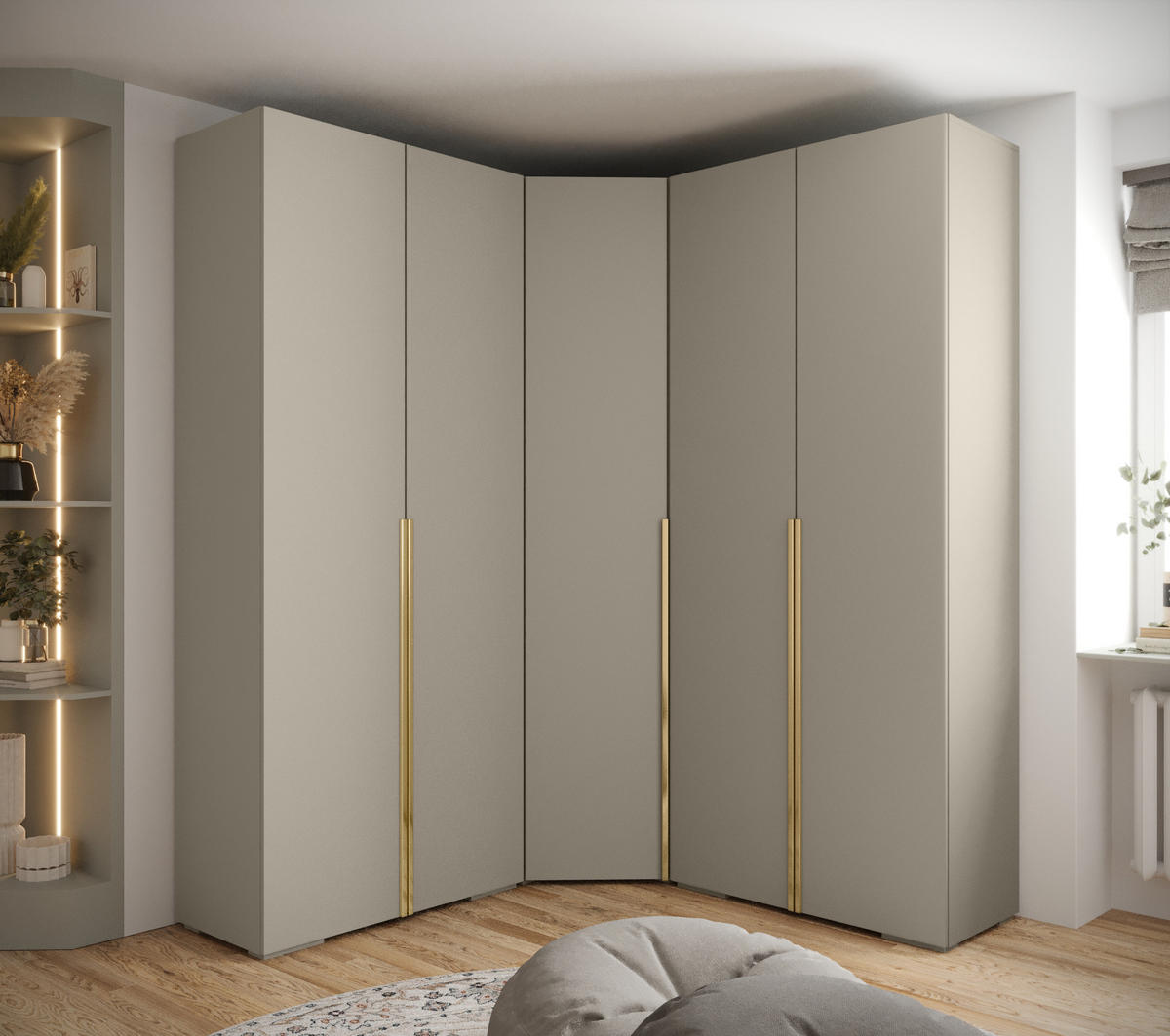 GARDEROBEN-SET 236,7/181,7/47 - Kaschmir/Goldfarben, Holz/Kunststoff (181.7/236.7/47cm) - Abiks Möbel