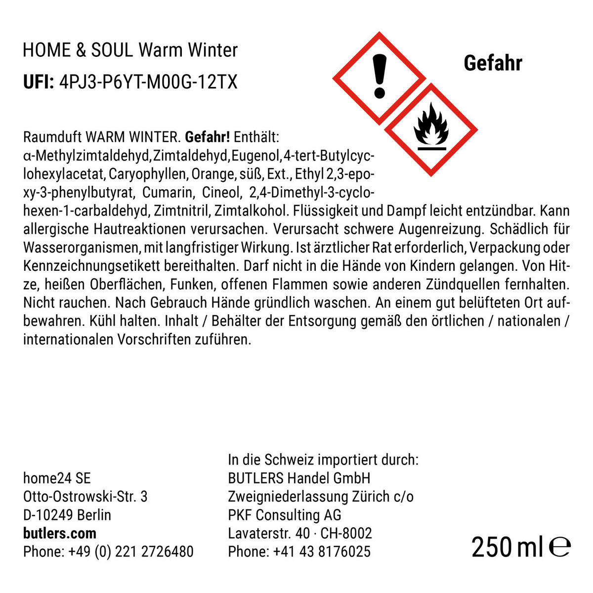 RAUMDUFT Home & Soul X Warm Winter - Rot, Glas/Naturmaterialien (7/22/7cm) - Butlers