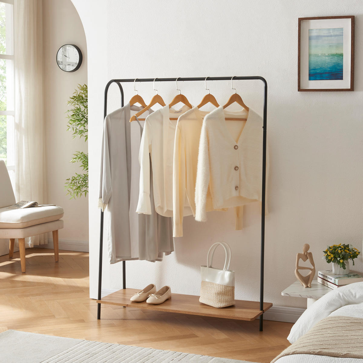 GARDEROBENSTÄNDER Ørbæk - Schwarz, Metall (100/144/35cm) - [en.casa]