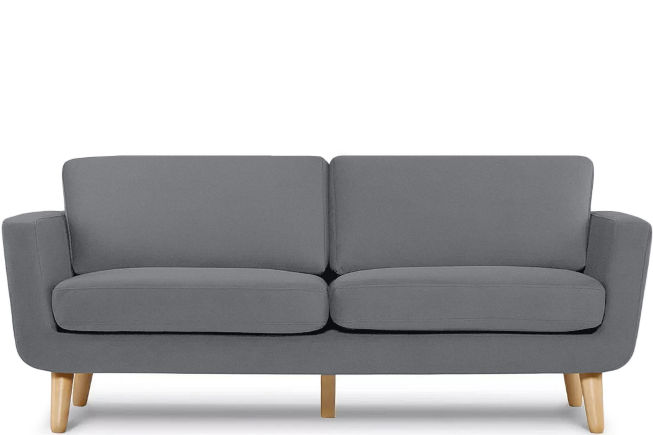 3-SITZER-SOFA TAGIO mit Armlehnen, Grau - Braun/Grau, Buchenholz/Textil (88/80/190cm) - KONSIMO®