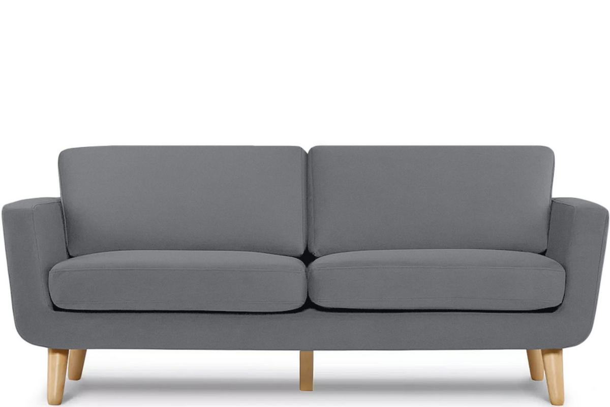 3-SITZER-SOFA TAGIO mit Armlehnen, Grau - Braun/Grau, Buchenholz/Textil (88/80/190cm) - KONSIMO®