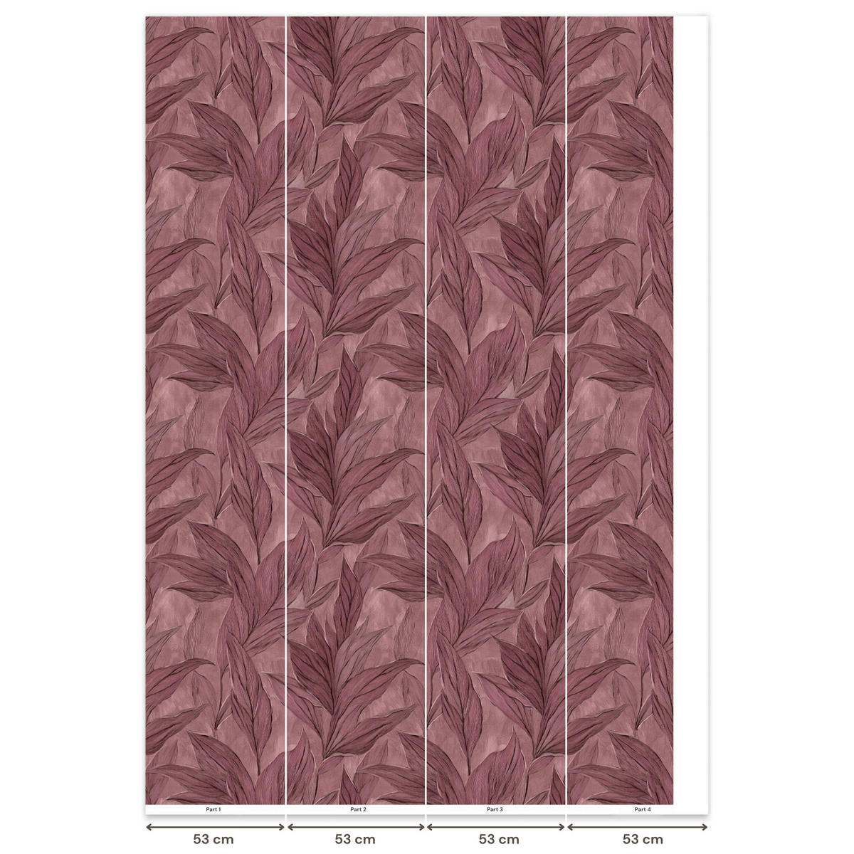 TAPETE - Blätter - Muster - Lila - 200x300 cm - Altrosa, Papier (200/300cm) - OnlyWow