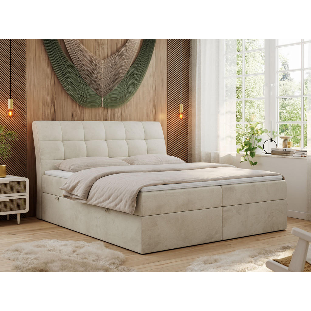 Thumbnail - MKS Boxbett, Beige, Textil, 2-Sitzer, H3, Rechteckig, 140x200 cm, Schlafzimmer, Betten, Boxspringbetten