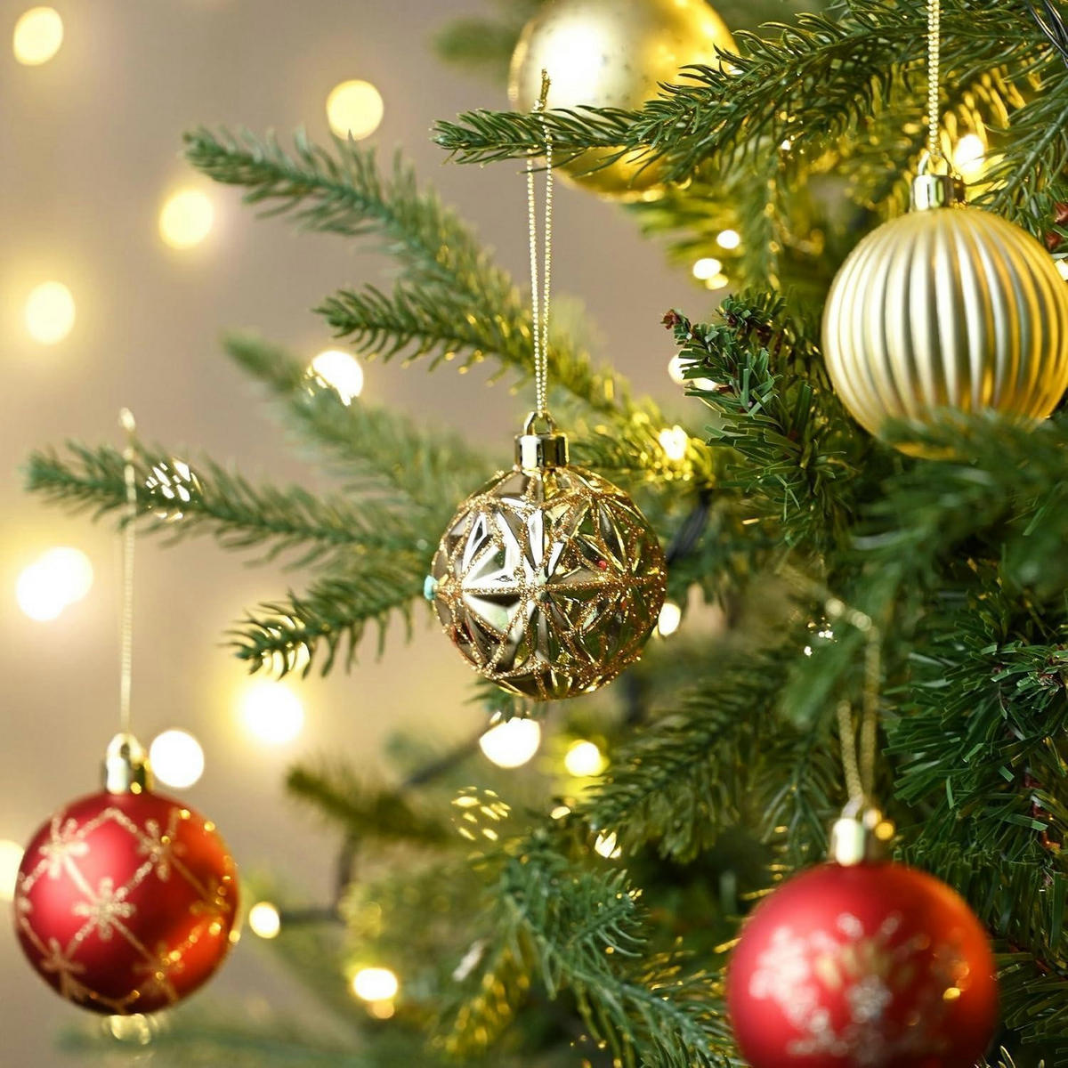 WEIHNACHTSKUGELN 20 Stück 6 cm Set Rot Gold Kunststoff - Multicolor, Kunststoff (6/6/6cm)