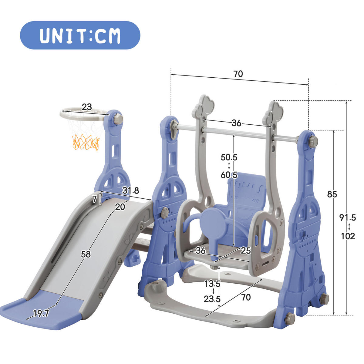 KINDERRUTSCHE 4 in 1, Blau - Blau, Kunststoff (140/118cm)