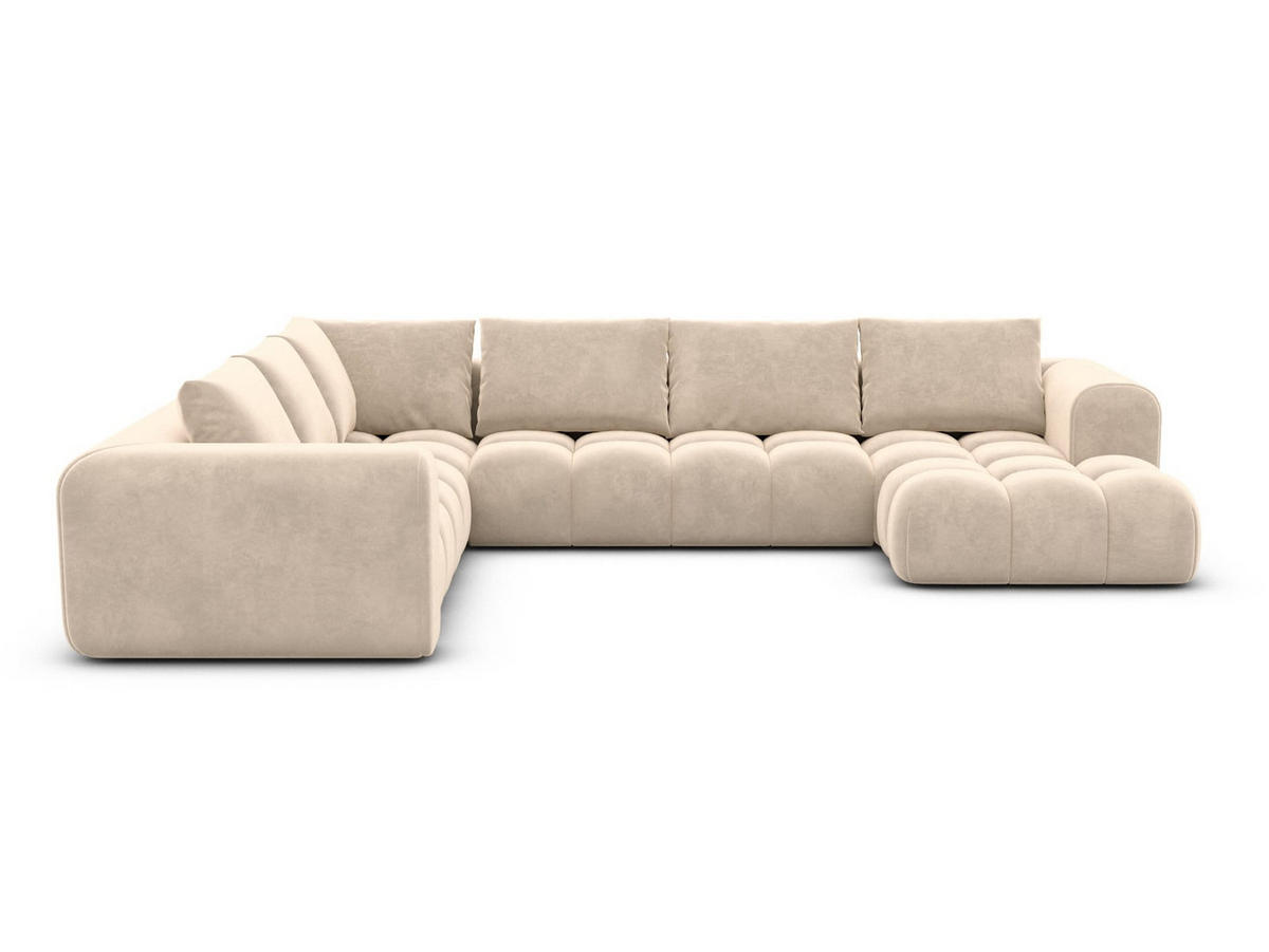 WOHNLANDSCHAFT Casaluna U-Form Creme Samtstoff - Creme, Kunststoff (338/88/267cm)