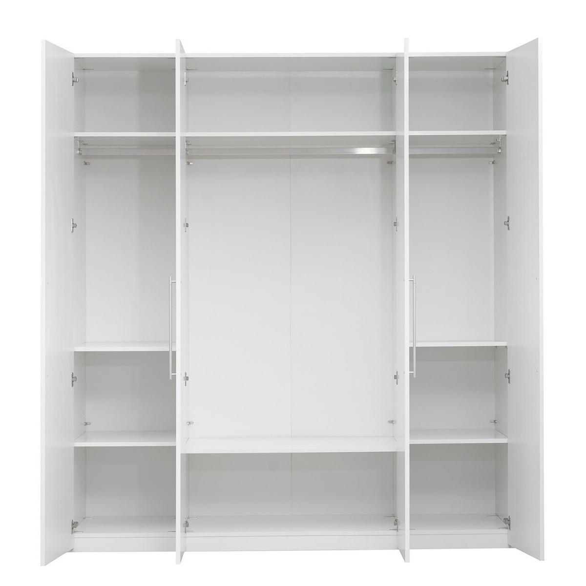 DREHTÜRENSCHRANK - Hochglanz Weiß / Weiß - Weiß Hochglanz/Silberfarben, Holzwerkstoff/Metall (195/218/60cm) - home24