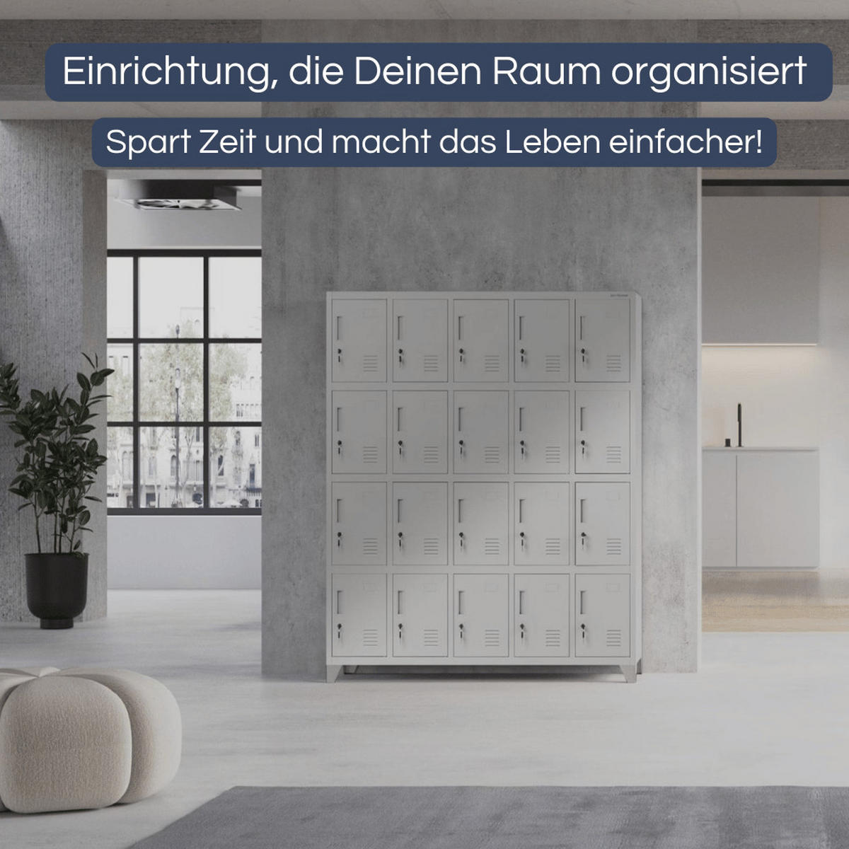 SCHLIESSFACHSCHRANK Spind TAMPA 20 Fächer172x136x45cm Grau - Grau, Metall (136/172/45cm) - DELUKE