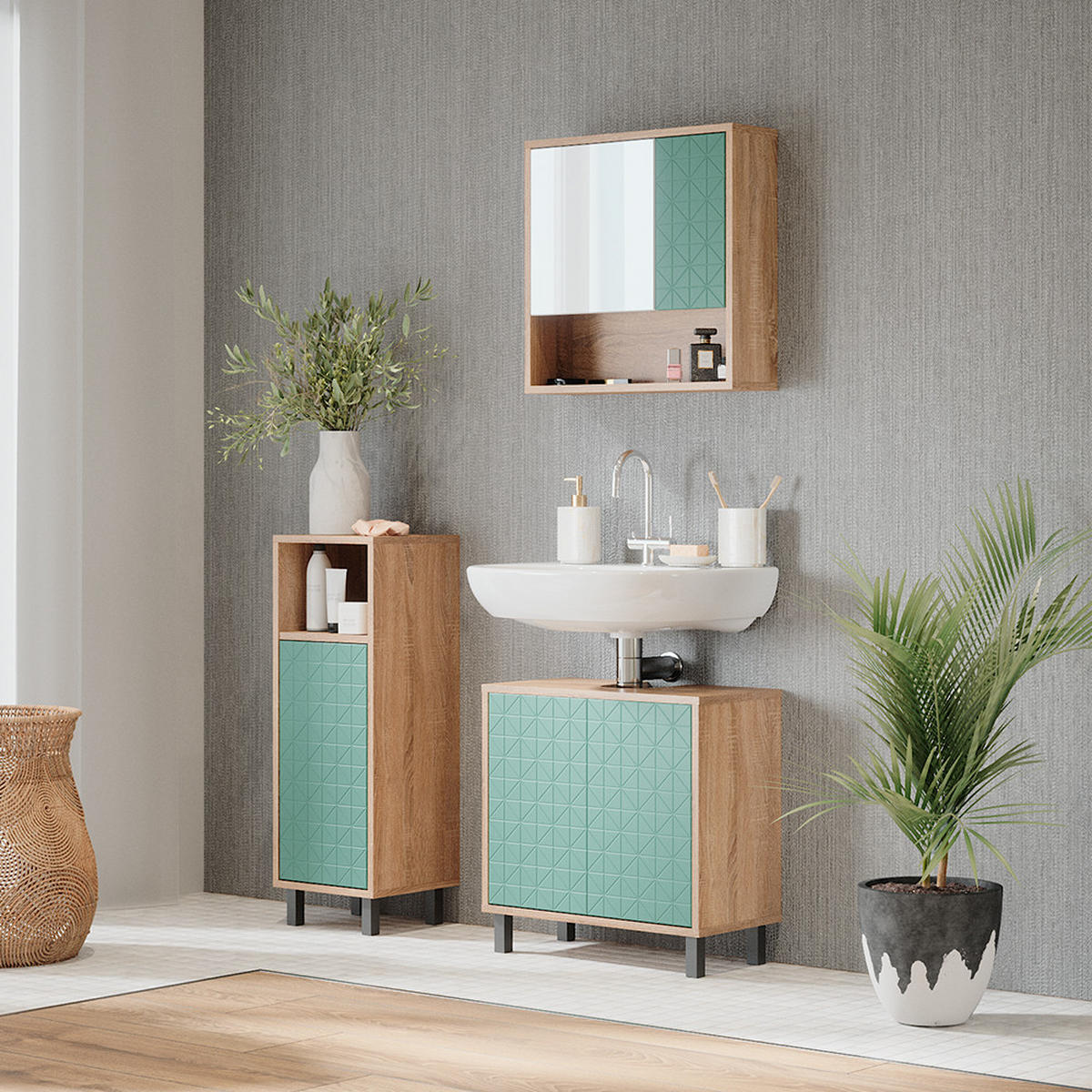 STŘEDNÍ SKŘÍŇKA Agasta Mátově zelená - mátově zelená, kompozitní dřevo (30/87.2/28cm) - Vicco