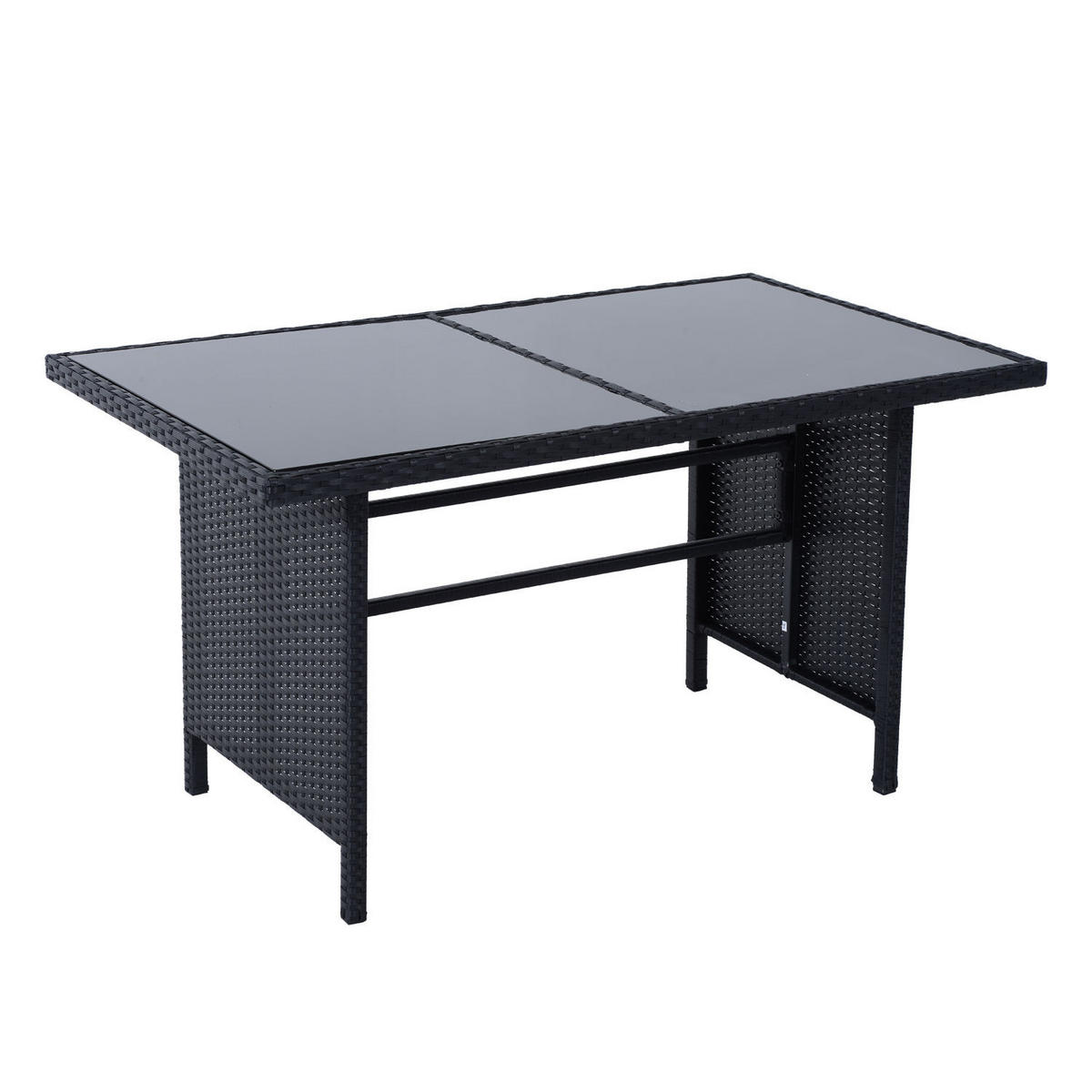 SITZGARNITUR Gartenmöbel Set Lounge, Polyrattan, Schwarz - Schwarz, Kunststoff - Outsunny