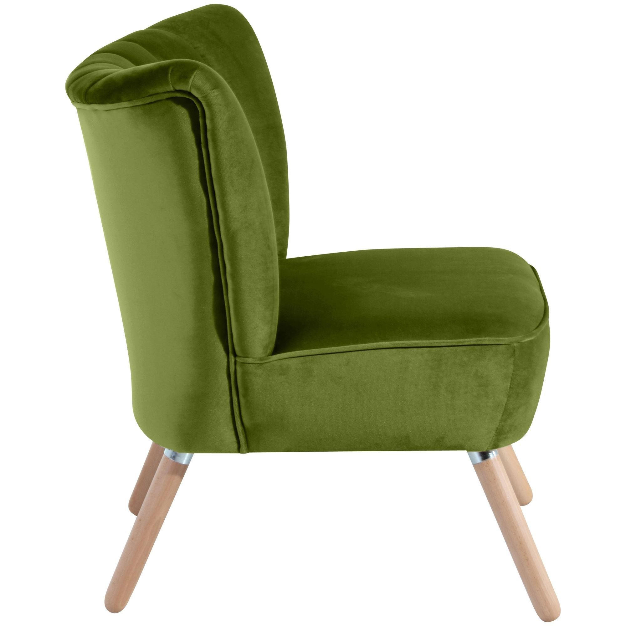 SESSEL Kadisha Bezug Samtvelours Buche natur / oliv - Grün, Kunststoff (70/80/66cm) - 58aufmkessel