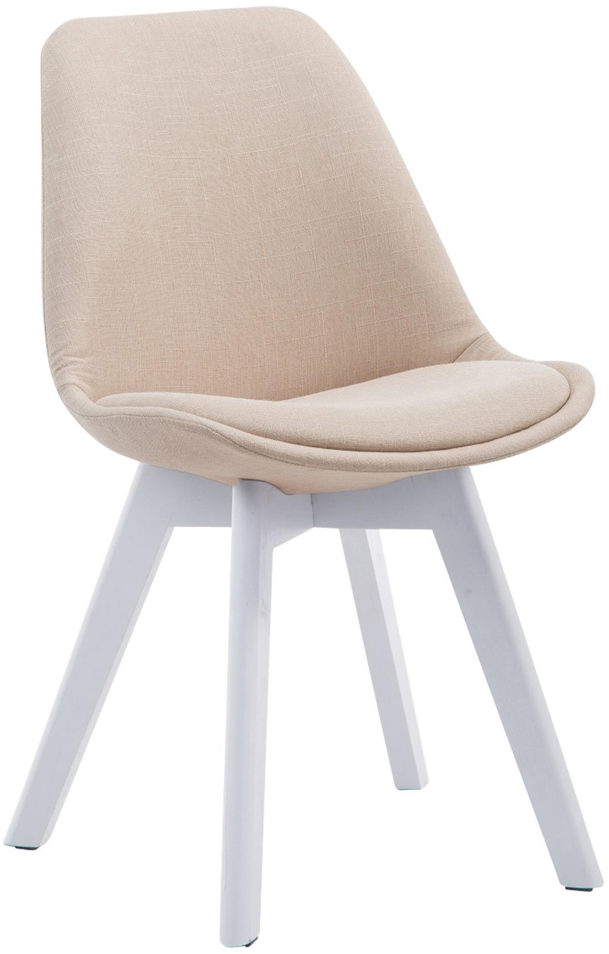 STUHL Stoff creme - Creme/Weiß, Holz/Textil (48/84/55cm) - CLP
