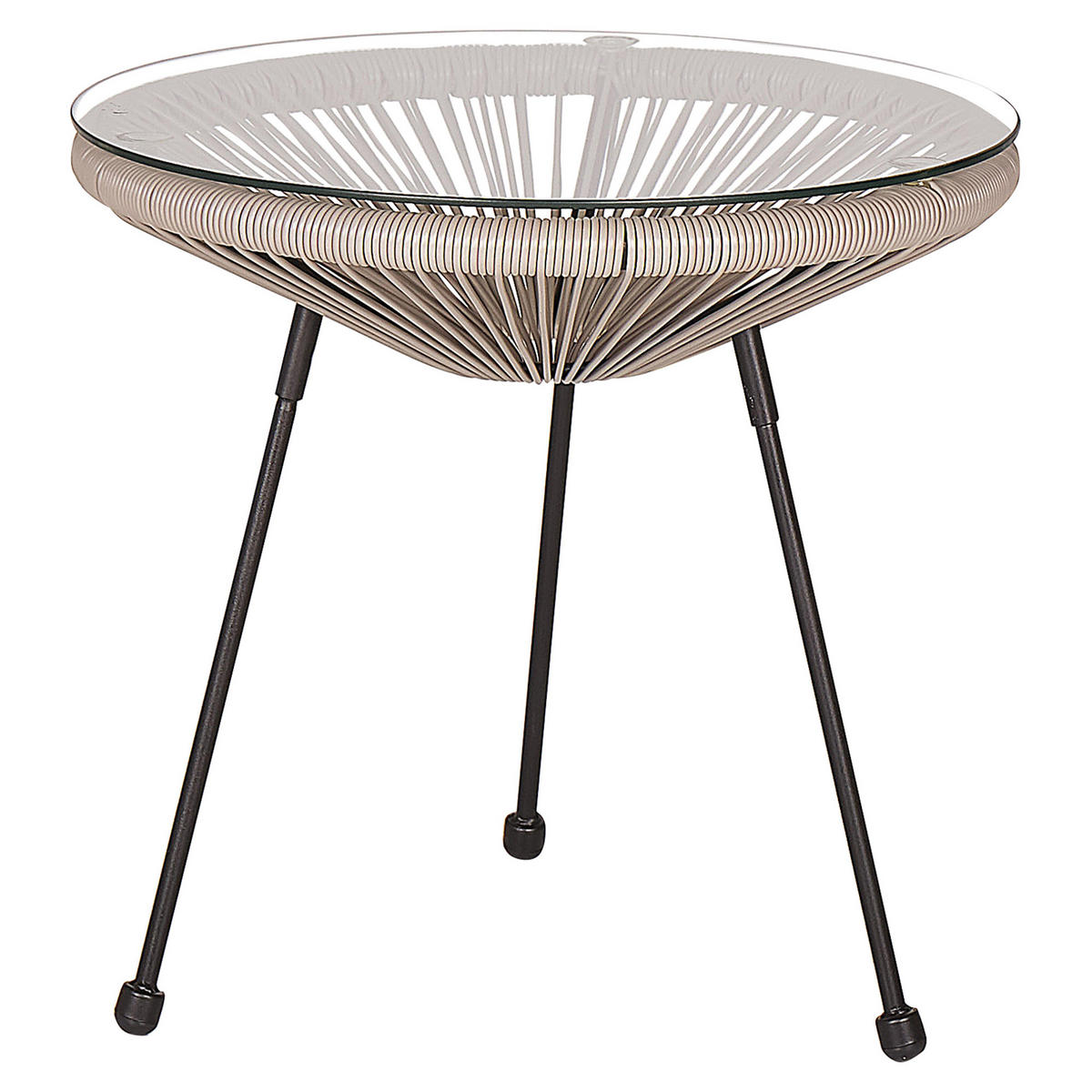 BALKONSET 2-Sitzer Rattan hellgrau Acapulco II - Hellgrau/Schwarz, Kunststoff - Beliani
