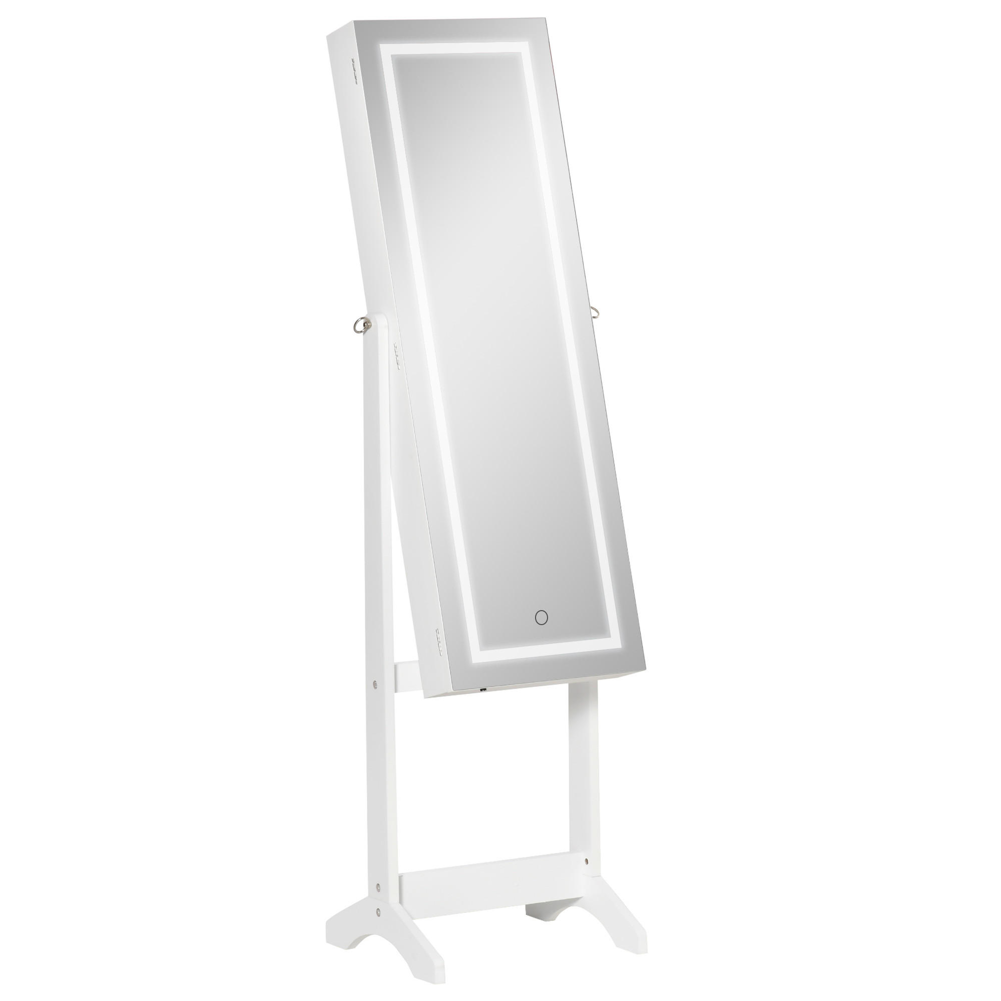 STANDSPIEGEL DE-18883 mit LED, Touchscreen Weiß - Weiß, Holzwerkstoff (46/151.5/36.5cm) - ComfortXL