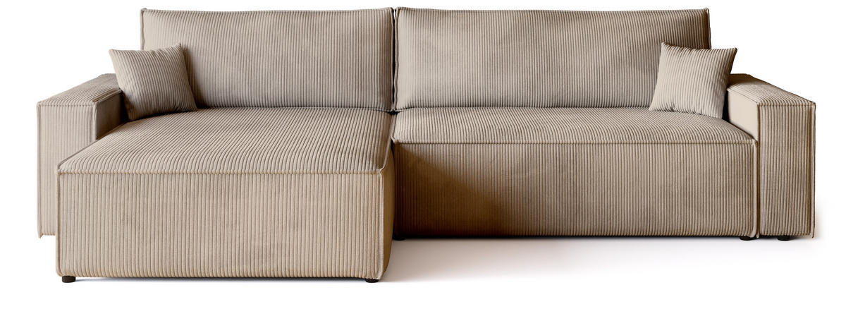 ECKSOFA ADI XL mit Schlaffunktion Beige Cord - Beige, Textil (272/143cm) - Bromarkt