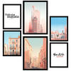 POSTER Set Mit 6 Rosa Building Architektur Landet A3 & A4 Schwarzer Rahmen - Schwarz, Papier (29/3cm) - Nacnic