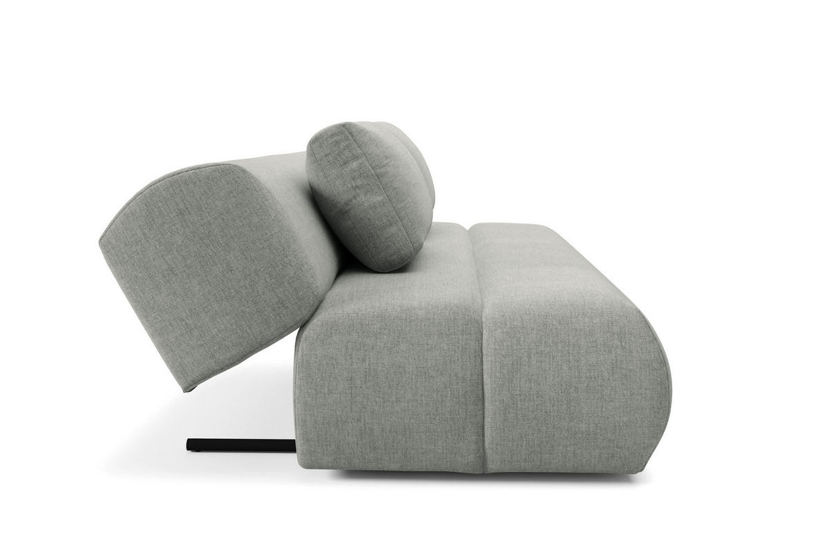 BETTSOFA ATOMO Grau Chenille-Stoff mit Schlaffunktion - Grau, Holz (217/82/134cm) - MASSENO