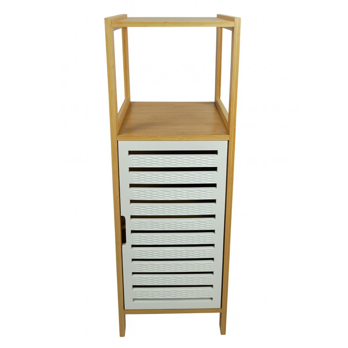 BADREGAL Bambus Weiß Naturfarben Schrank 89x30x30 cm - Naturfarben/Weiß, Holz (30/89/30cm) - Begryf