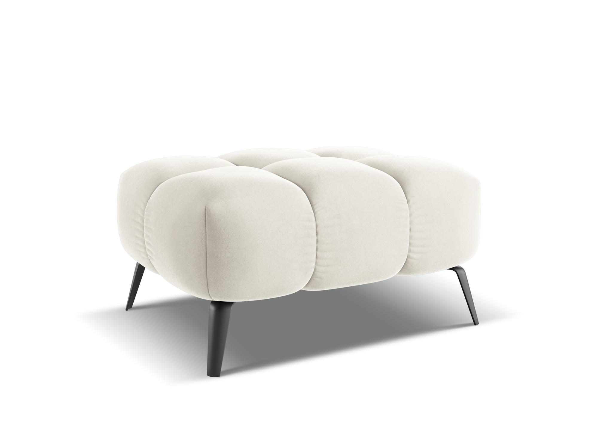 POUF Samt Stoff Beige - Beige/Creme, Textil/Metall (78/41/60cm) - Makamii
