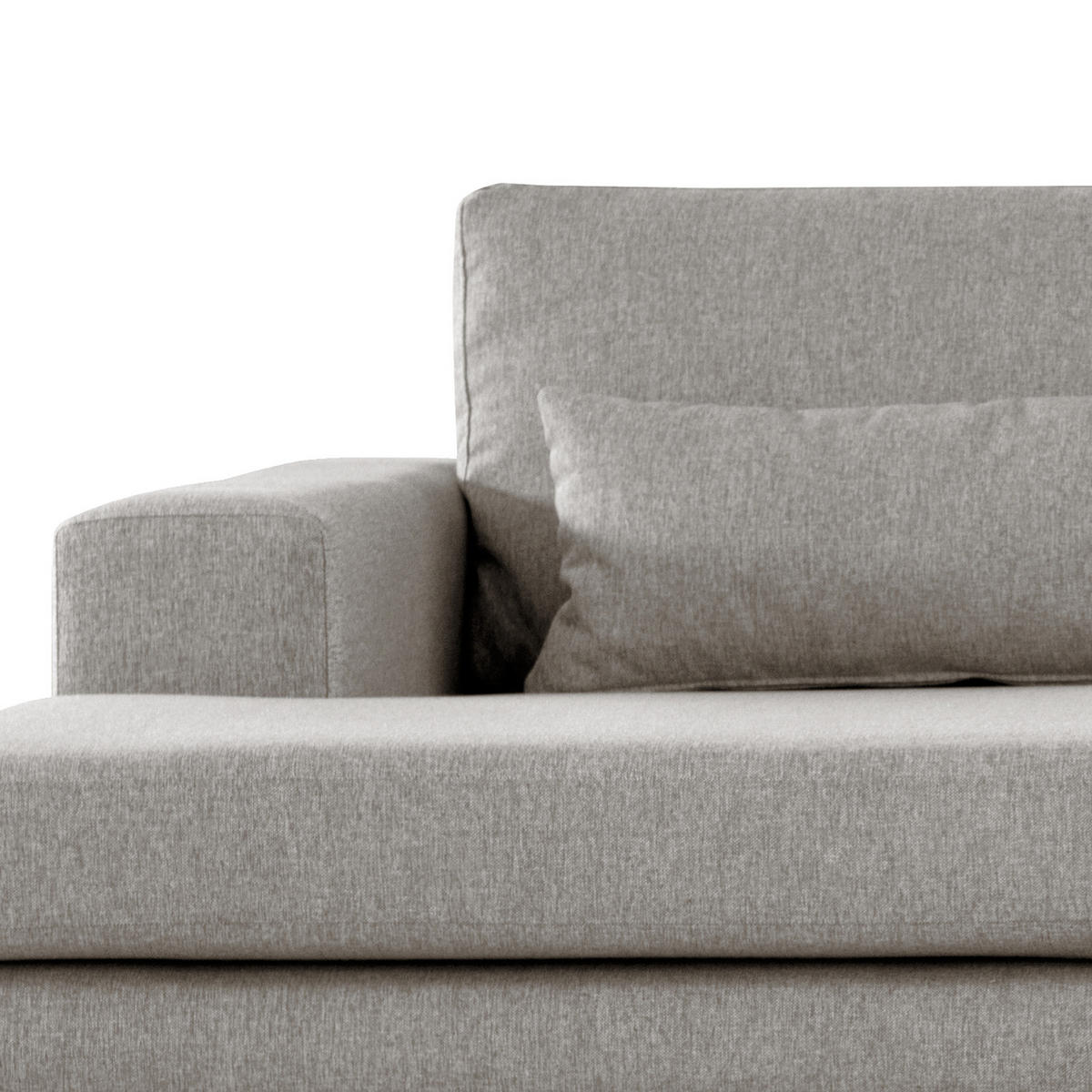 ECKSOFA mit Longchair - Graubraun/Buchefarben, Buchenholz/Textil (281/153cm) - home24