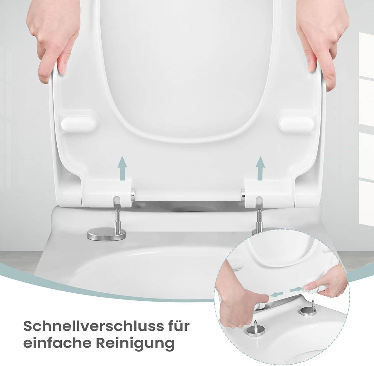 WC SITZ, Toilettendeckel, WC Sitz Eckig Weiß - Weiß, Kunststoff (36/5/45cm) - Woltu