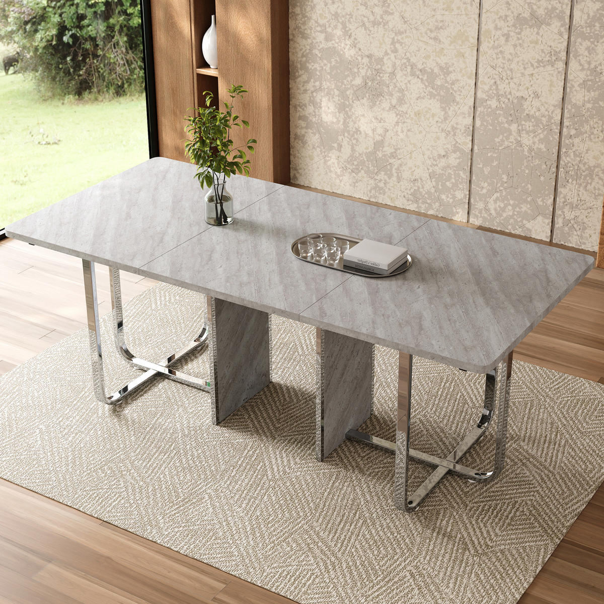 ESSTISCH 180/80/75 cm grau mit stabilen Metallbeinen - Grau, Holzwerkstoff (180/80/75cm) - OKWISH