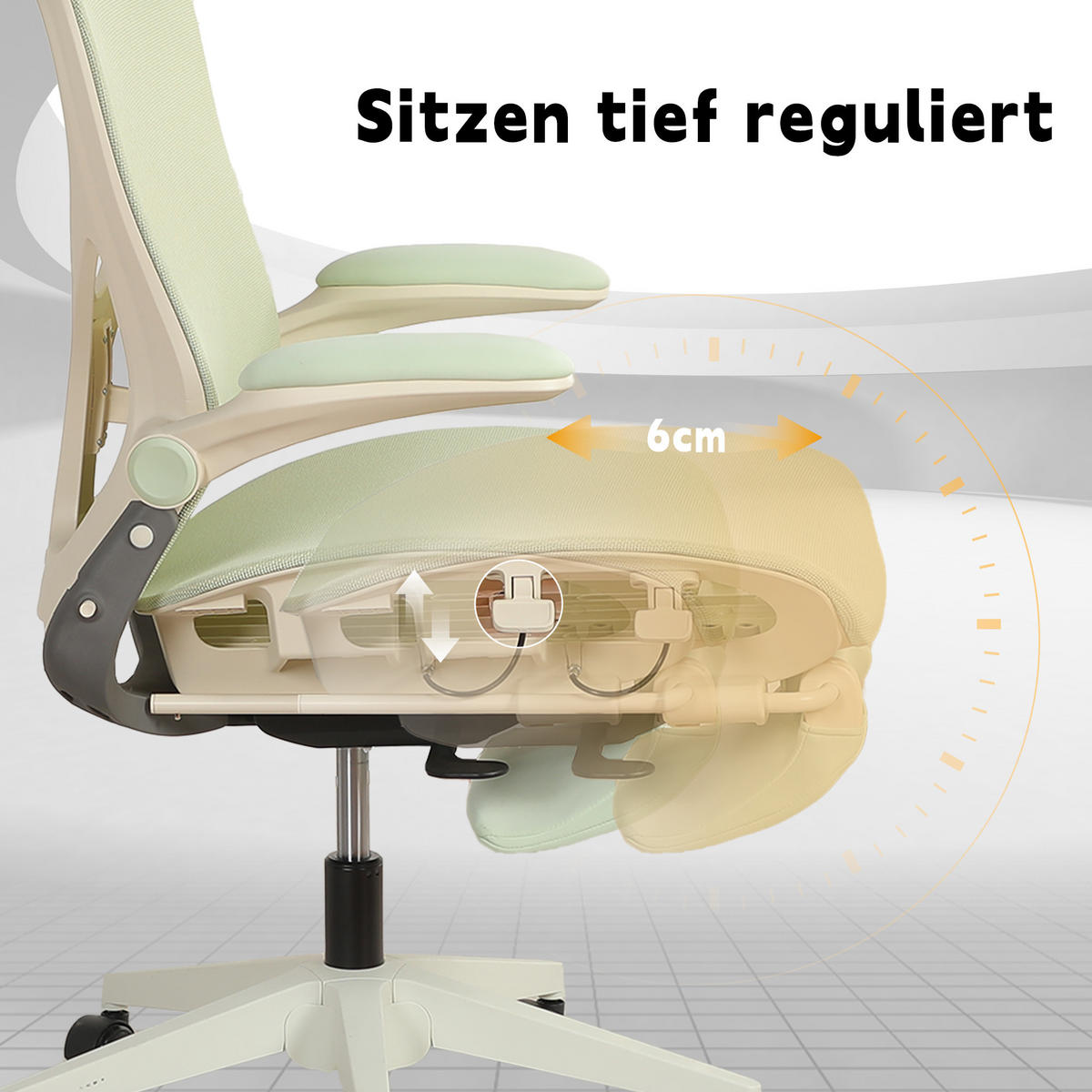 DREHSTUHL DE-40937 mit klappbarer Rückenlehne und 3D-Kopfstütze Grün - Grün, Metall (62/129/48.5cm) - ComfortXL