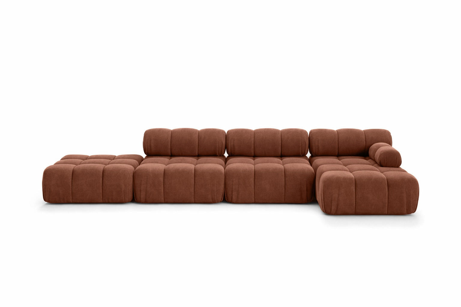 ECKSOFA L-Form XL, Stoff Velours Salvador, Dunkelbraun, Rechts, Selia L XL - Dunkelbraun, Holz (380/160cm) - Kaiser Möbel